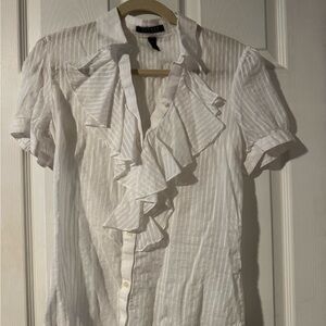 Lauren Ralph Lauren White Ruffled Blouse
